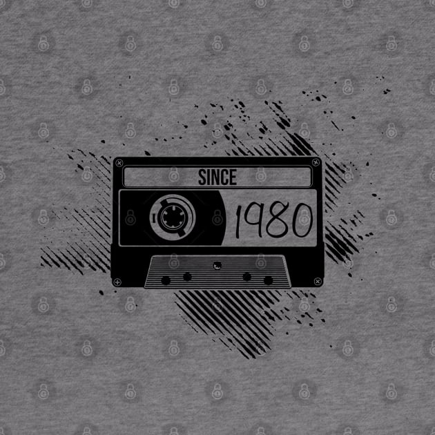 1980s Vintage, 80s Black Cassette by Degiab